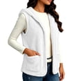 thumbnail image 4 of Diufon Womens Fleece Vest Casual Sleeveless Hooded Jacket Fall Winter Warm Open Front Outerwear with Pockets, 4 of 10