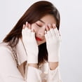 thumbnail image 5 of 2 pairs of women's autumn and winter warm gloves half finger gloves - white, 5 of 6