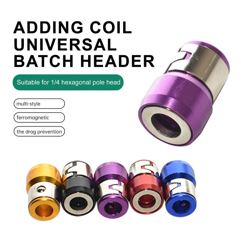 4-Pack Magnetic Bit Holder Rings – Strong Dual Magnet For 1/4" Hex Screwdriver Bits, Anti-Slip, Alloy, Red/Blue/Green/Yellow