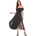 thumbnail image 5 of Women's Boho Floral Print Off Shoulder Split Long A Line Dress, 5 of 11