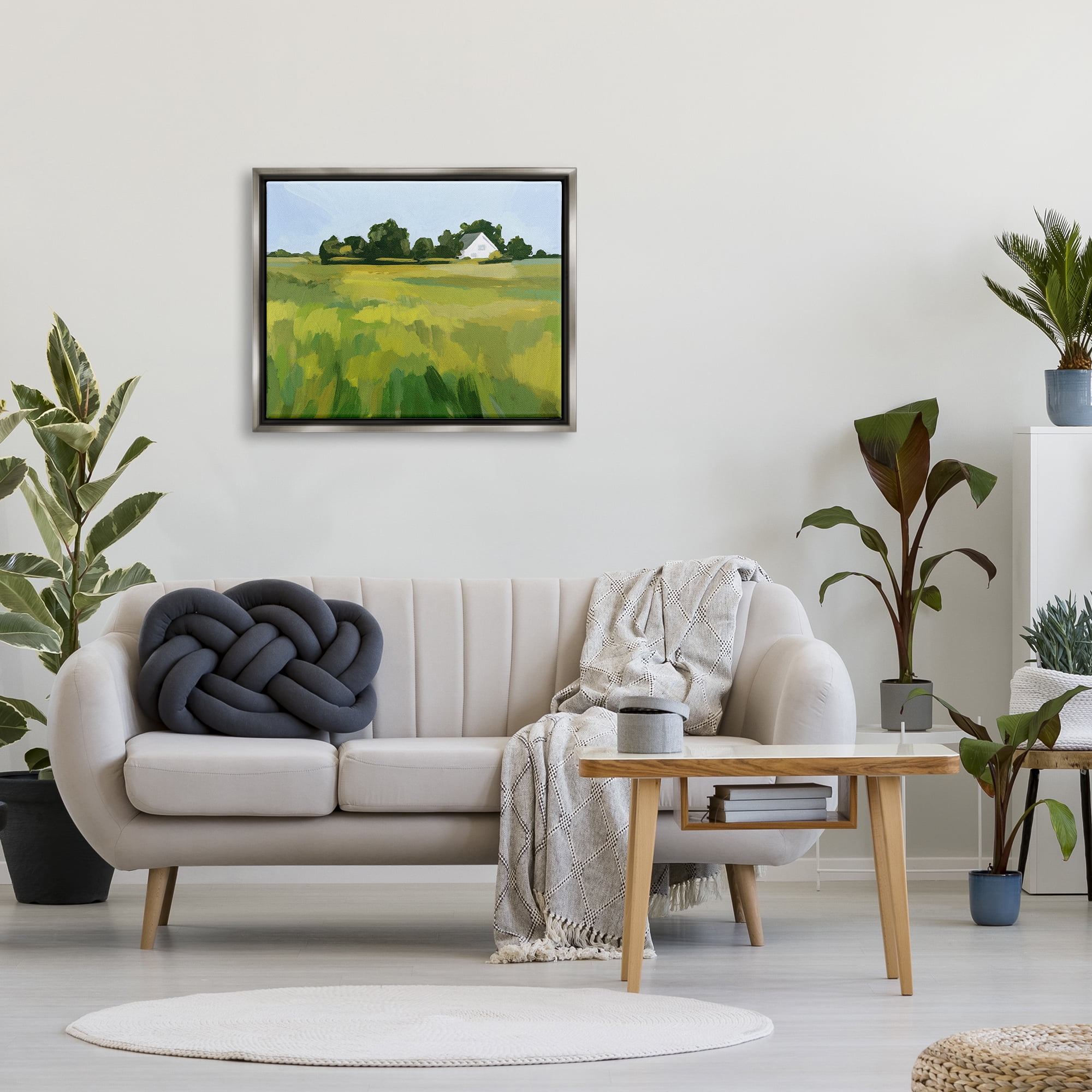 Stupell Countryside Meadow Abstract Painting Landscape Painting Gray Floater Framed Art Print Wall Art