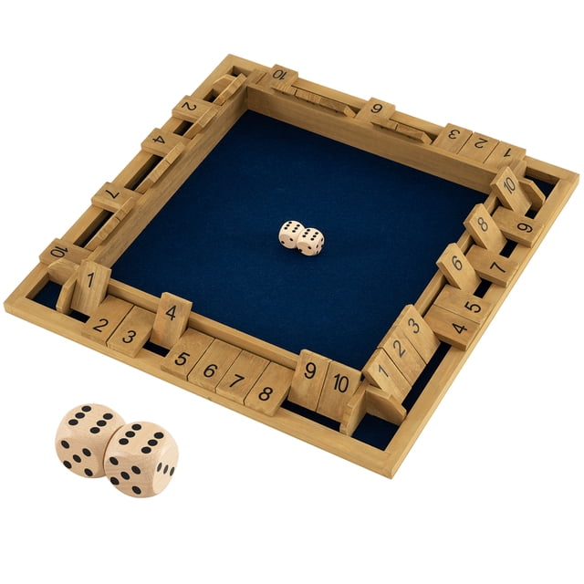 Gymax Shut The Box Game for 2-4 Players 24 Inch Extra-Large Wooden Board w/10 Numbers