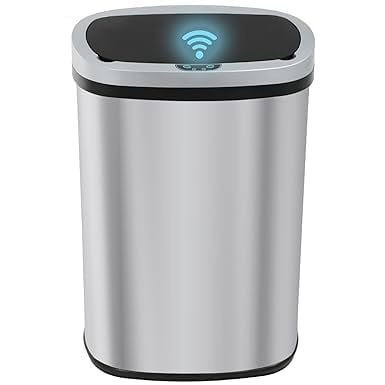 BestOffice 13 Gallon Touchless Automatic Trash Can – Stainless Steel Kitchen Waste Bin with Lid, 50L High-Capacity for Home and Office Use