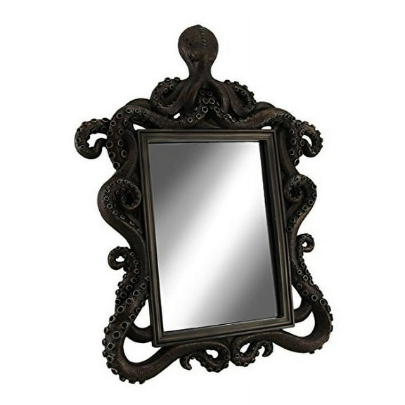 Coastal Reflections Decorative Octopus Framed Bronze Finish Table Mirror