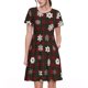 thumbnail image 1 of Balery Plaid Snowflakes Festive Vestidos sueltos de manga corta para mujer, vestidos de verano 2025, vestidos casuales de corte A con vuelo., 1 of 6