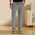 thumbnail image 5 of Men's Drawstring Linen Pants Casual Loose Trousers, 5 of 8