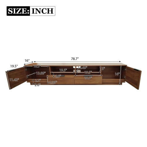 78-Inch TV Stand for TVs up to 85", Modern Rattan Media Console with 2 Drawers & Open Shelving, Soft-Close Doors, Cable Management, Entertainment Center for Living Room