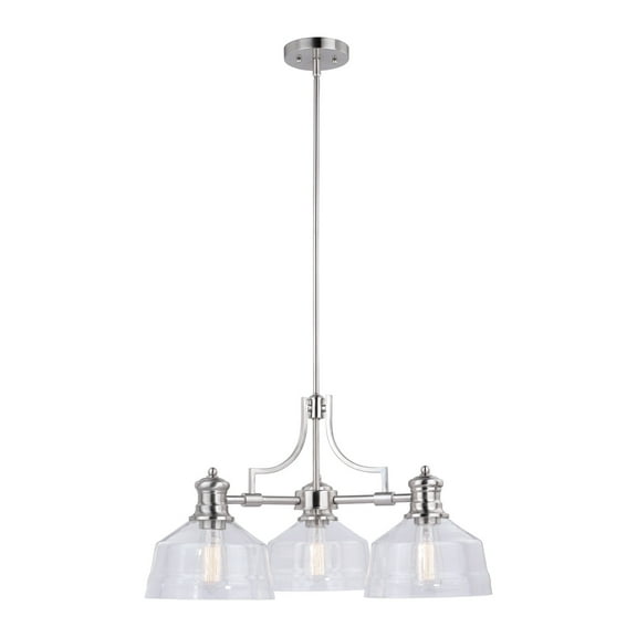 Beloit 3 Light Satin Nickel Farmhouse Chandelier Clear Glass