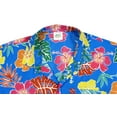 thumbnail image 4 of HAPPY BAY Men's Hawaiian Shirt Tropical Floral Beach Shirts Casual Short Sleeve Button Down Collar Shirts for Men L Flower Monstera, Blue, 4 of 7