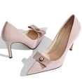 thumbnail image 3 of RONILURN Women's High Heels Pumps Closed Toe Bow Heels Pointed Toe Stiletto Dress Shoes for Women Party Work Wedding Shoes for Bride, 3 of 5