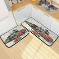 thumbnail image 7 of 2-Piece Kitchen Rugs Set Non-Slip Mats Carpet Floor for Kitchen, Bathroom (19.7"x27.6" & 19.7"x47.2") Old Train with Flowers, 7 of 7