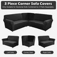 thumbnail image 3 of TOPCHANCES 3-Piece Velvet Recliner Sofa Covers, 7 Seat L-Shaped Corner Sofa Covers, Stretch Sectional Couch Slipcover ( Black ), 3 of 7