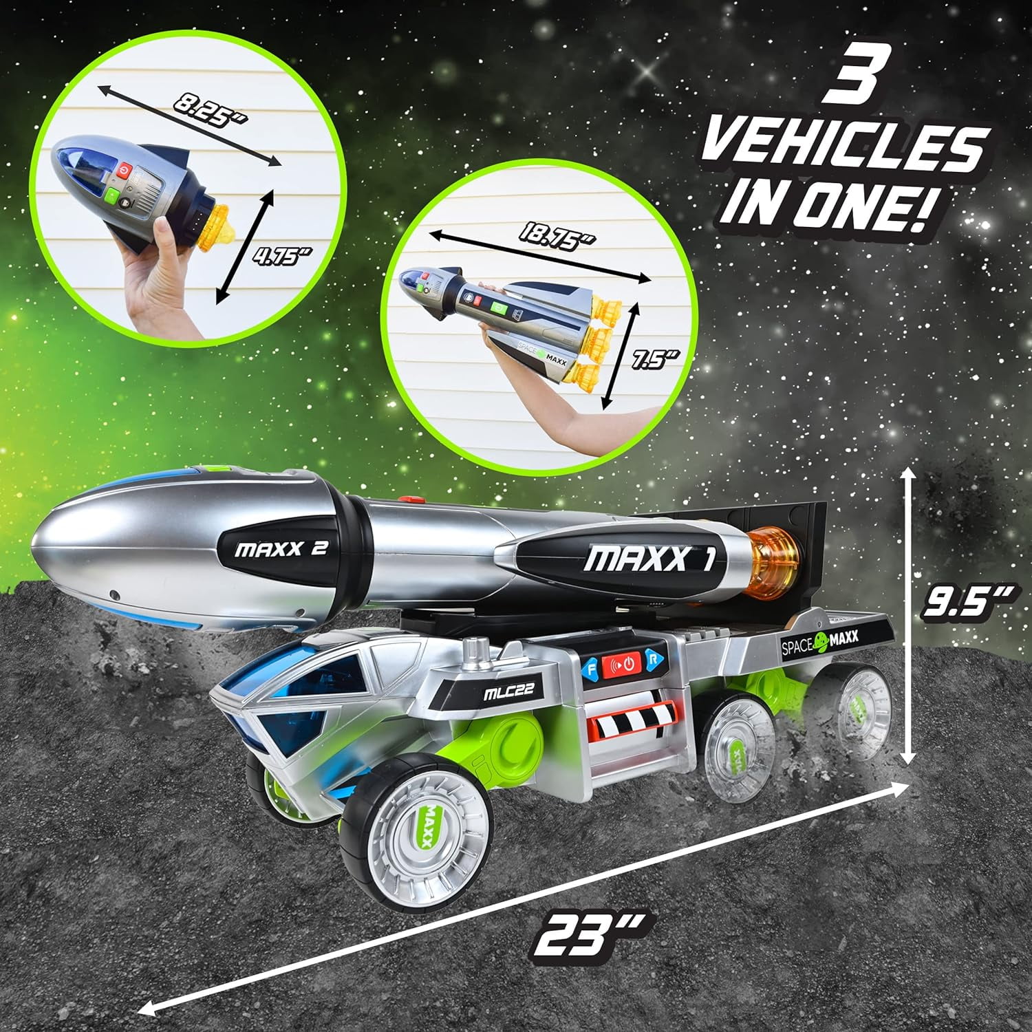 ONE N' ONLY 「BLAST」 Maxx Action 3-N-1 Blast Off Booster Rocket with Lights