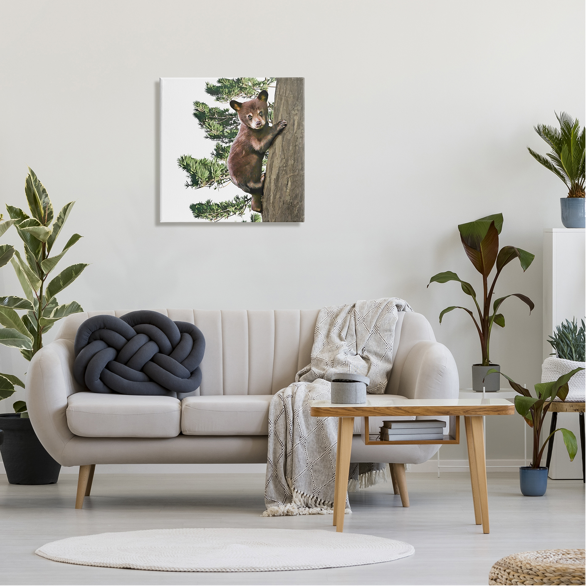 Stupell Bear Cub Climbing Tree Nature Animals & Insects Painting Gallery Wrapped Canvas Print Wall Art