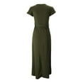 thumbnail image 4 of B91xZ Robes Décontractées pour Femmes Manches Courtes Col Carré Dos Nu Aguichant Robe à Volants Taille Élastique Robe Trapèze Mini, Vert Armée TG, 4 of 4