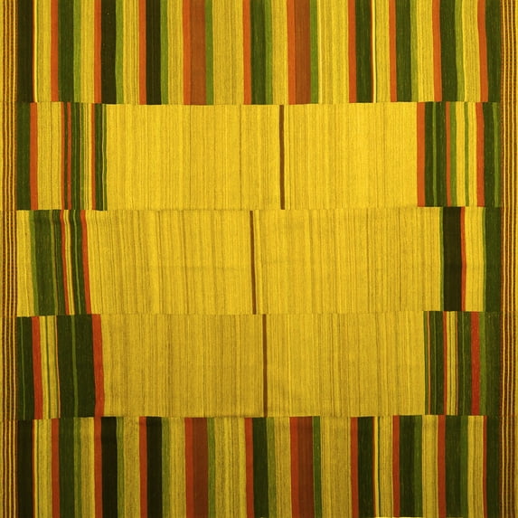 Ahgly Company Indoor Square Abstract Yellow Contemporary Area Rugs, 6' Square