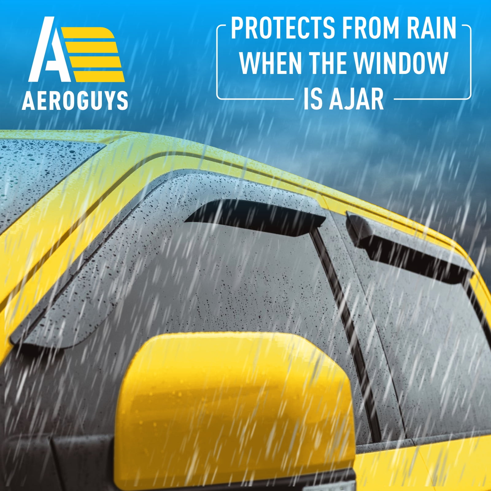 AEROGUYS Tape-On Window Deflectors Extra Durable Window Rain Guards Fit for Ford F-150 2015-2026 SuperCrew, Sun Visors, Wind Deflectors,Vent Visors,Truck Accessories - 4pcs. AG0050