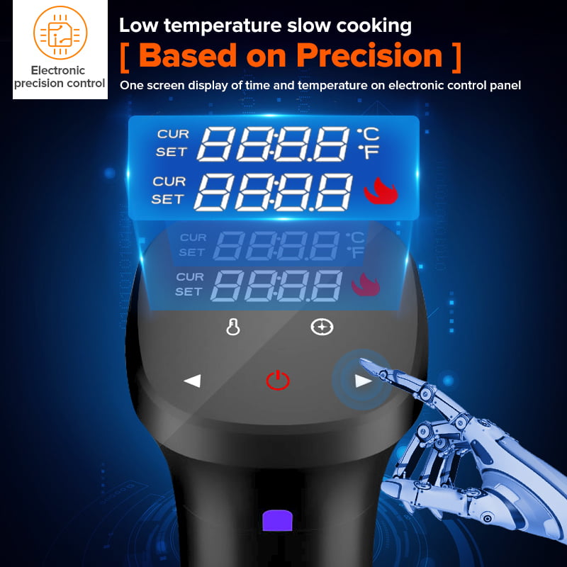 Souvia Sous Vide Immersion Circulator w/Accurate Temperature Programmable Digital Touch Screen Display Black Ergonomic Grip to Fit Any Pot Ultra-quiet,1100 Watts 