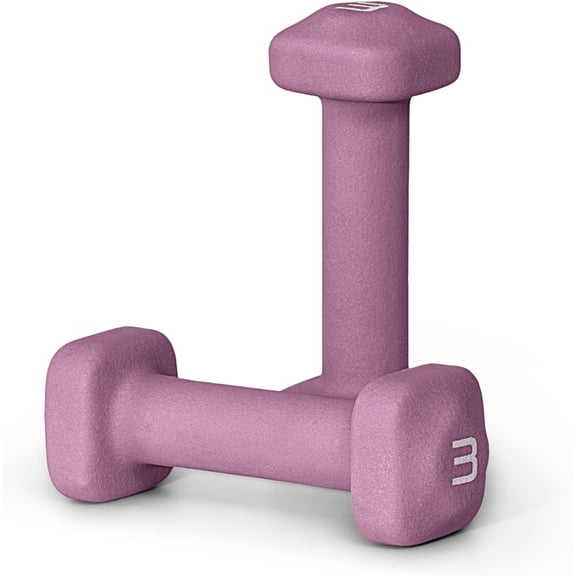 Neoprene Dumbbell Pair with Anti-Roll Square Head 3 lb Purple