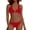 01 Red, variant on Women's Earthy Brown Two Piece Bikini Swimsuit With Seamless Design For Tropical Getaways Sunset Cruises Beach Bonfires And Coastal Picnics