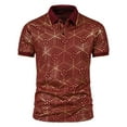 thumbnail image 1 of CEHVOM Fashion Men's Collar Top Stand Collar Print Short Sleeve Button Matching Summer, 1 of 5