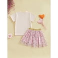 thumbnail image 5 of Toddler Baby Kids Girls 2Pcs Summer Outfits 12 18 24 Months 2T 3T 4T 5T Short Sleeve Bow Boots Print Tops + Tulle Skirt Set Baby Western Clothes Set, 5 of 9