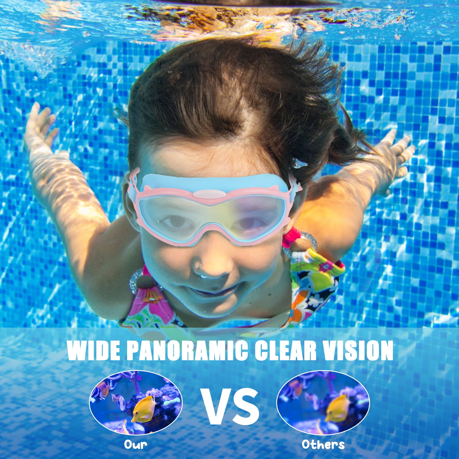 GPED Kids Swim Goggles for Age 3-15 Boys Girls, 2 Pack Swimming Goggles Anti Fog No Leaking Anti Fog Kids Goggles and 2024 Upgraded Design with Ear Nose Plug