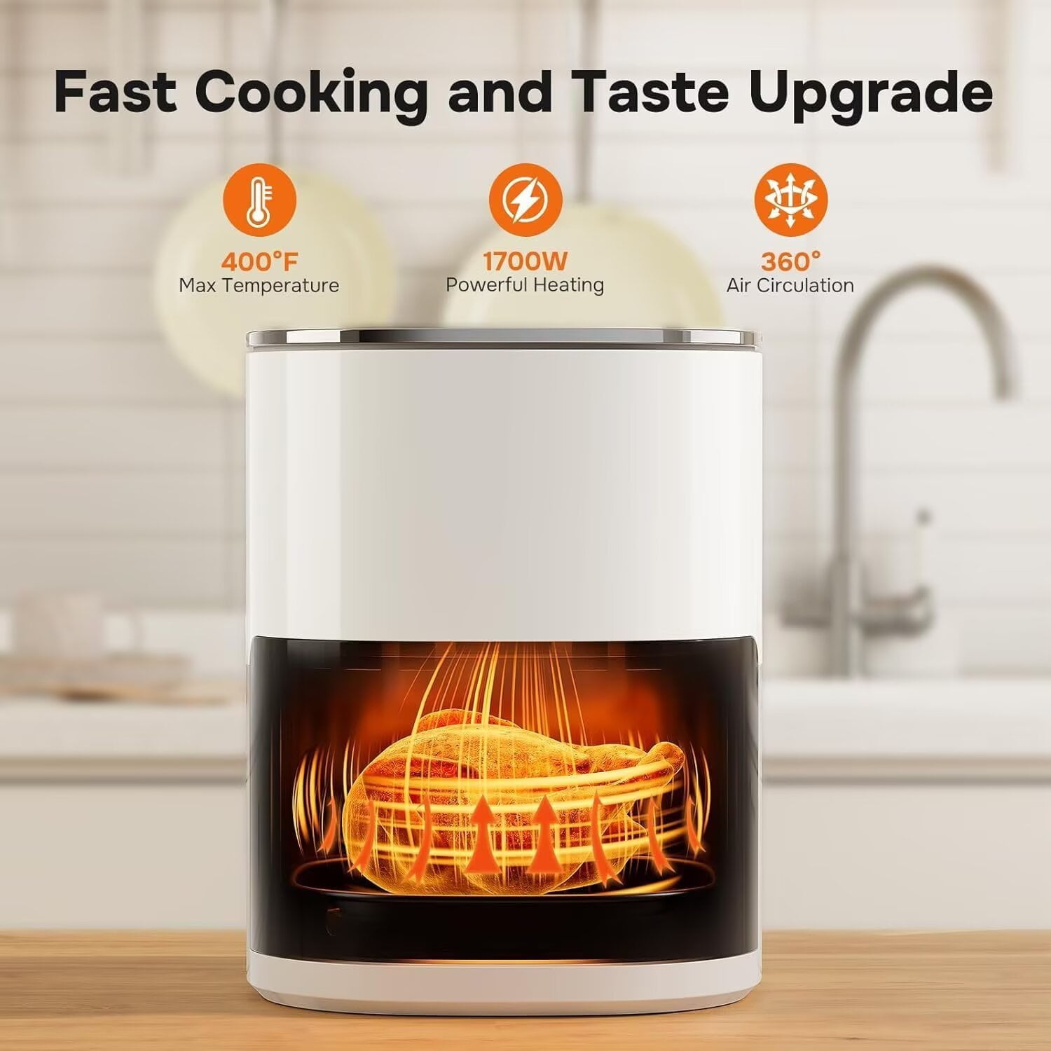 QUIOCOZY 12-in-1 Digital Air Fryer, 6.3 Qt Large Capacity, Viewing Window, Nonstick Dishwasher-Safe Basket, 1700W, Beige