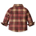thumbnail image 3 of WhouRiu Boys Shirt Plaid Long Sleeve Lapel Button Tops Child Spring Fall Outwear Clothes Red,Sizes 18-24 M, 3 of 3