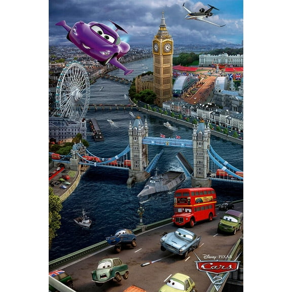 Cars 2 Car Action Movie Wall Poster - 12x18 Inch Laminated Poster - Stunning Detail and Bold Colors
