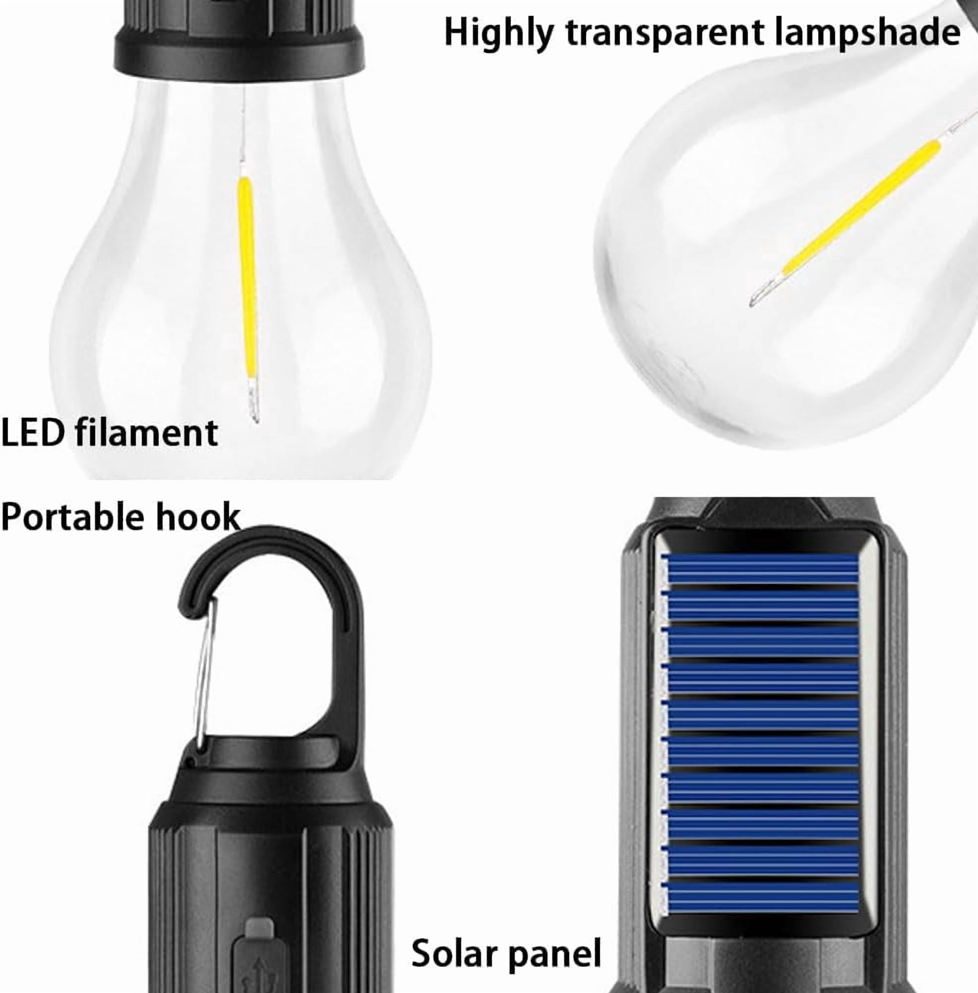 Solar LED Camping Lights, Solar Lights with 3 Lighting Modes, Rechargeable Portable Waterproof LED Camping Lantern for Camping, Hiking, Emergency