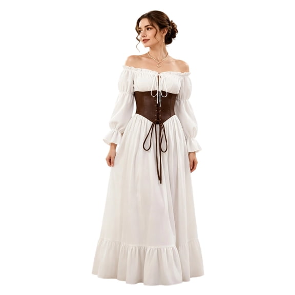 IWRICH Renaissance Outfits for Women off the Shoulder Corset Dress Halloween Medieval Sets