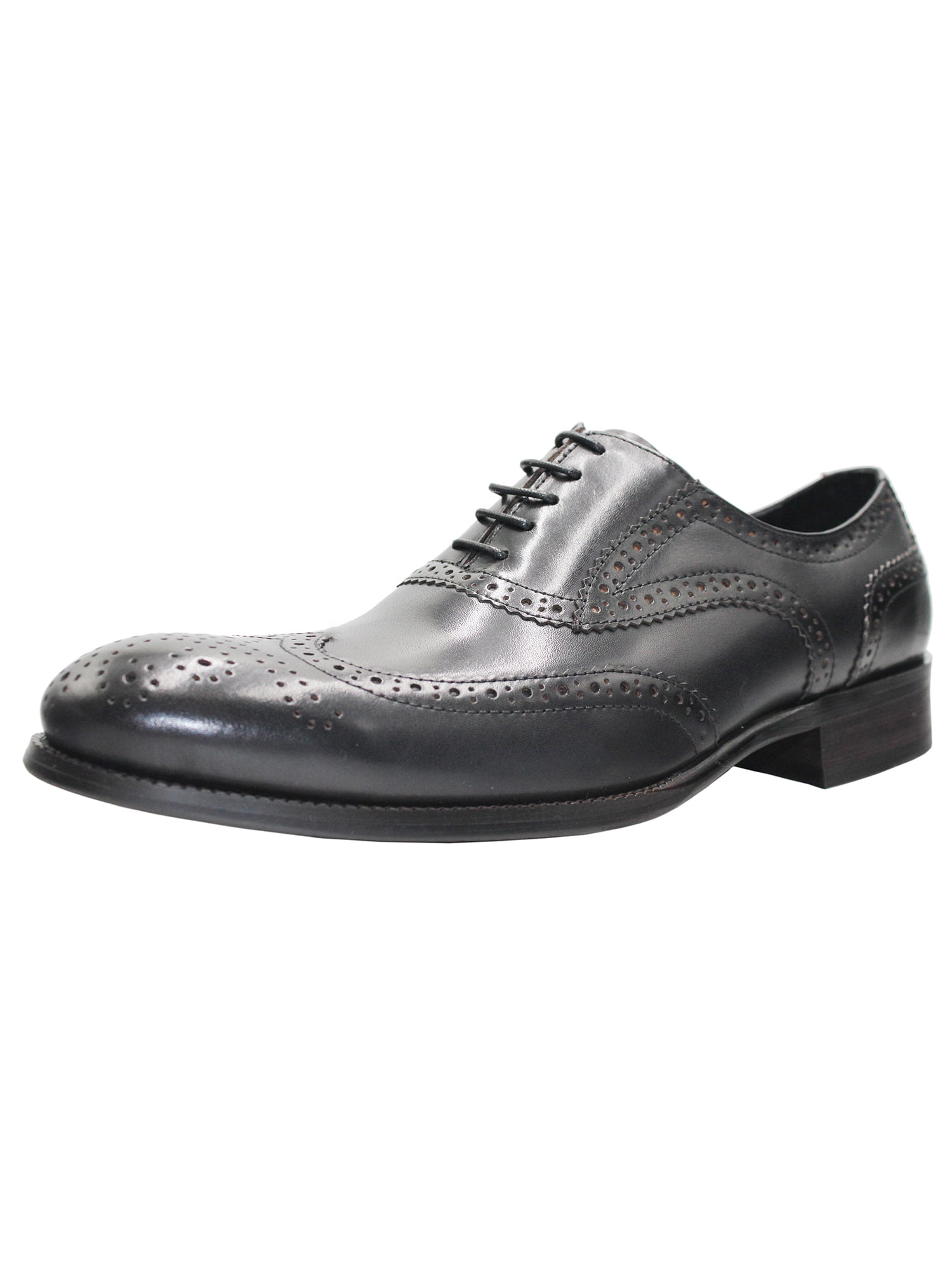 New Men's Black & Grey Wing Tip Oxford Dress Shoes Formal Holiday Gift Lace Up 