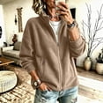 thumbnail image 2 of Fleece Jacket for Women Fashion Casual Cozy Solid Color Long-Sleeve Outerwear for Fall Winter Outdoor Lounge, 2 of 9
