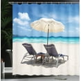 thumbnail image 3 of Ambesonne Landscape Shower Curtain, Beach Chair Umbrella View, 69"Wx70"L, Deep Sky Blue Plum, 3 of 4