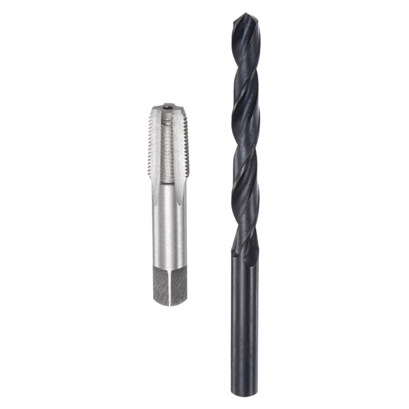 Unique Bargains Tap and Drill Bit Set 1/8-27 NPT Thread Tap & 21/64' Black Oxide Twist Drill Bit Tapping Tools