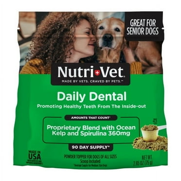 Nutri-Vet Daily Dental Powder for Dogs - Food Topper - 90 Day Supply - 2.7oz.