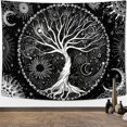 thumbnail image 3 of Tapiz de árbol de la vida estrellado en blanco y negro - Tapiz estético para colgar en la pared decoración del hogar para dormitorio, sala de estar (m/150x130cm, árbol de la vida). Afortunado Sencillez, 3 of 3