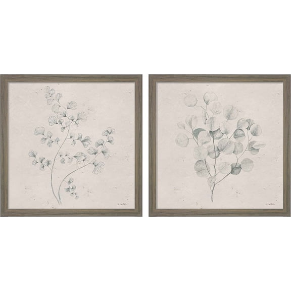 Great Art Now Soft Summer Sketches by James Wiens, 2 Piece Framed Art Set Each 13"W x 13"H