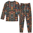 thumbnail image 2 of FORMRS Long Sleeve Top and Pants Pajama Set for Niños 2-Piece Sleepwear, Sizes 18M-8Y, Black Geometric, 2 of 6