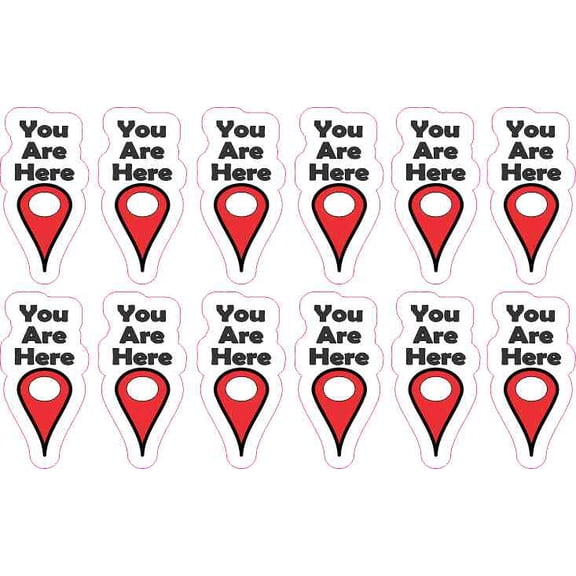 .75in x 1.5in You Are Here Pointer Stickers