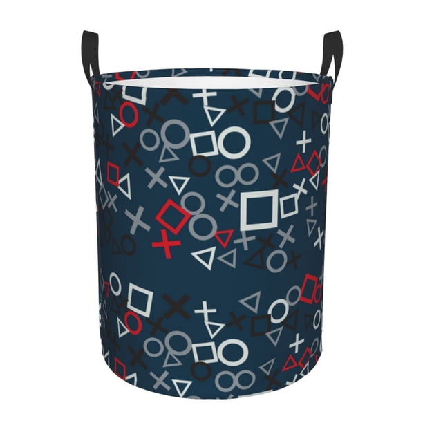 Fotbe Navy Blue Geometric Cesto de Ropa con Asas, Cesto Impermeable de Gran Capacidad, Bolsa de Lavado para Dormitorio, Cesto de Ropa con Ruedas y Asas-Medium
