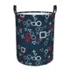 thumbnail image 1 of Fotbe Navy Blue Geometric Cesto de Ropa con Asas, Cesto Impermeable de Gran Capacidad, Bolsa de Lavado para Dormitorio, Cesto de Ropa con Ruedas y Asas-Medium, 1 of 6