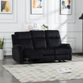 thumbnail image 2 of DEALTOPS 3-Piece Velvet Recliner Sofa for Living Room Set Reclining Couch Sofa Chair For Living Room Set with 5 Reclining Seats - Black, 2 of 8