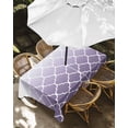 thumbnail image 3 of Outdoor Tablecloth with Umbrella Hole, Purple White Ombre Morocco Pattern Waterproof Outdoor Table Cover, Modern Moroccan Geometric Patio Tablecloths for Party Picnic Camping, Rectangle 52"x70", 3 of 9