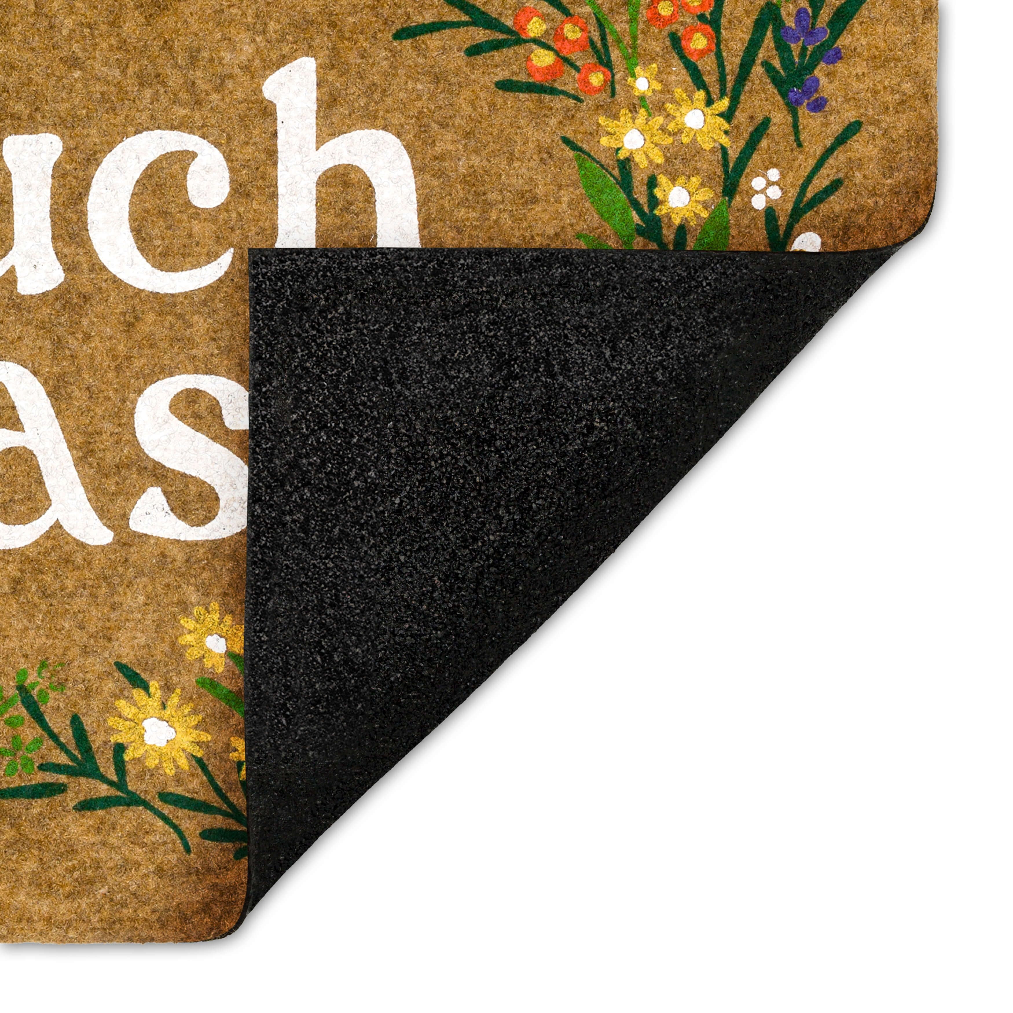 Floral Touch Grass All Weather Moisture Absorbent Low Pile Doormat, Tan, 18" x 30"
