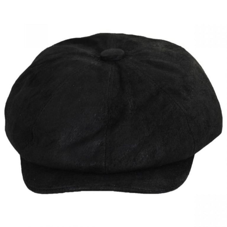 Leather Newsboy Cap - Black - S - Black - Walmart.com