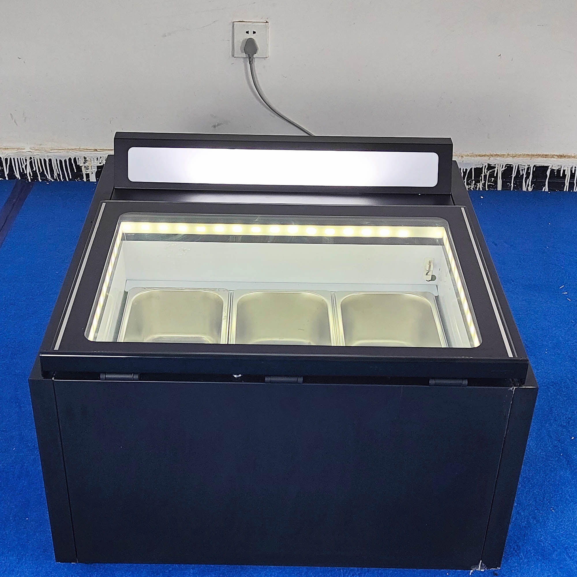 Mvckyi Gelato Display Case 1/3GN Pan, Ice Cream Freezer Showcase Cabinet, Counter Cycle Refrigeration with Led Lighting, Fast Cooling Sorbet Chest Fridge
