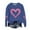 Blue, variant on Women's Plus Size Valentine's Day Sweatshirt Heart Print Crew Neck Pullover Romantic Casual Long Sleeve Top