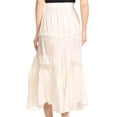 thumbnail image 2 of Sakkas Sally Bohemian Casual Mid Length Skirt with Crochet Lace Full Circle - Off White - One Size Regular, 2 of 5